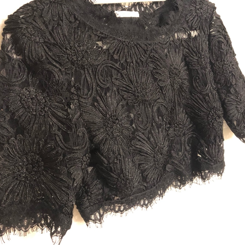 Black Embroidered crop top